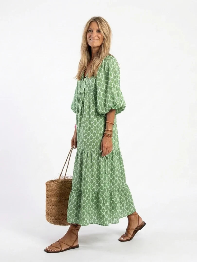 Jessamine | Patterned Tiered Midi Dress view 2