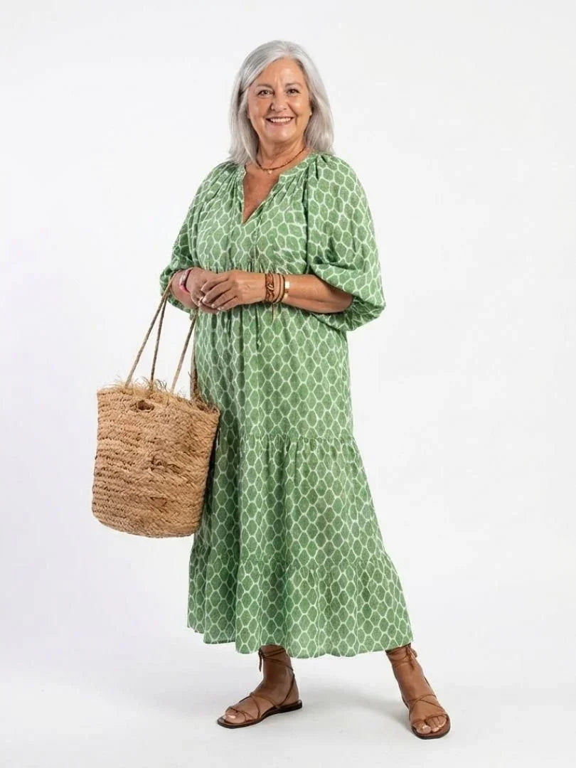 Jessamine | Patterned Tiered Midi Dress view 3