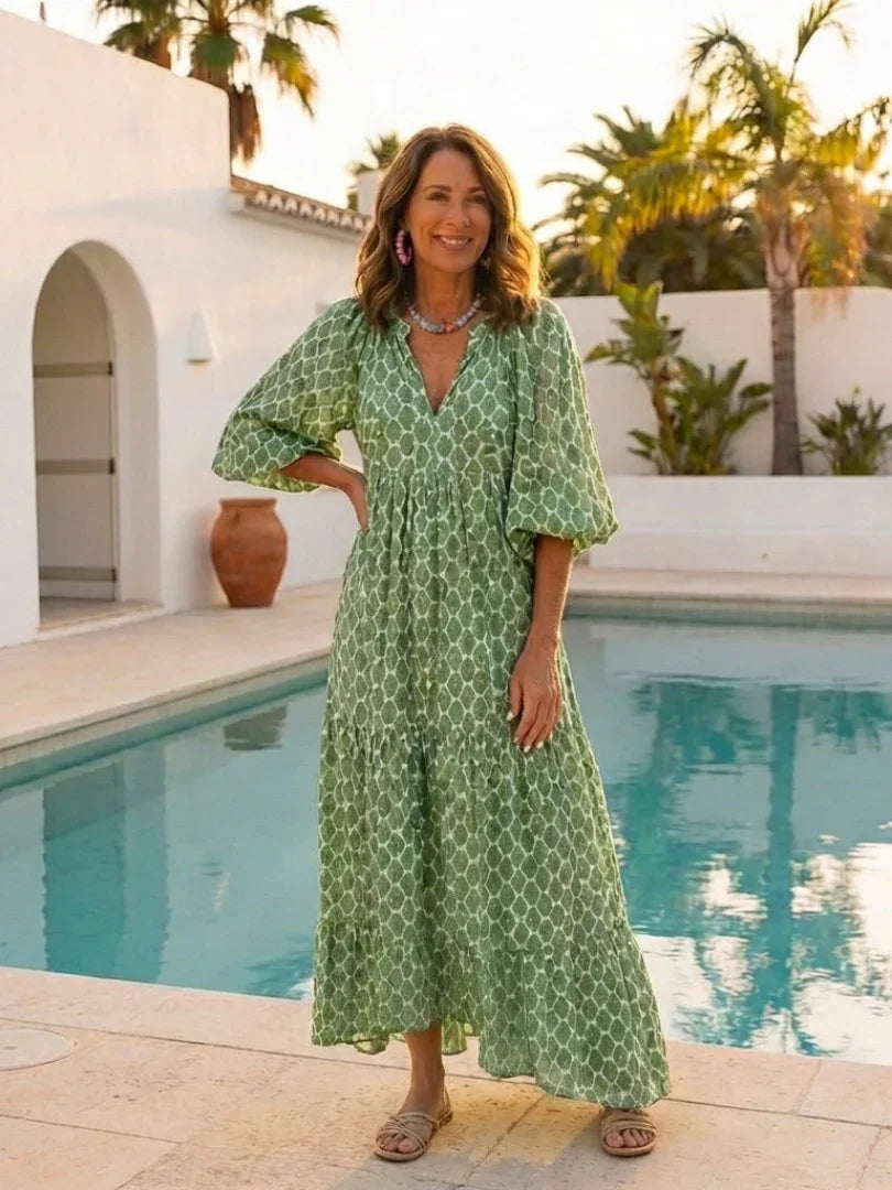 Jessamine | Patterned Tiered Midi Dress view 8
