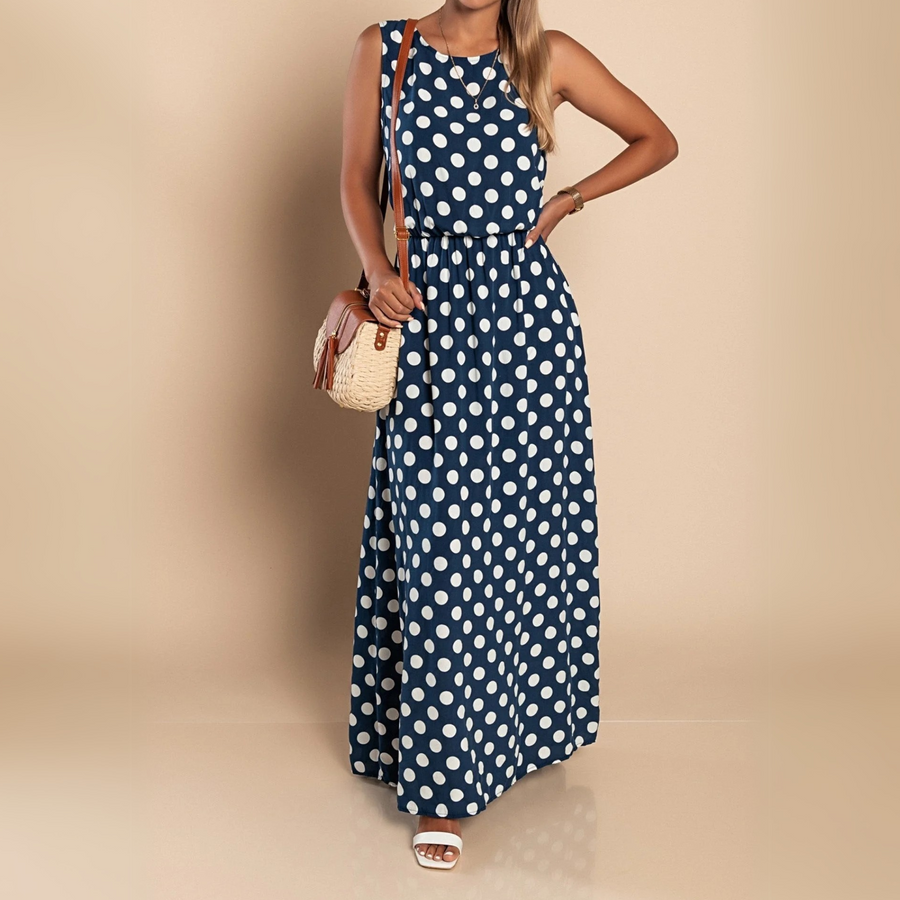 Catriona | Lightweight Polka Dot Maxi Dress view 4