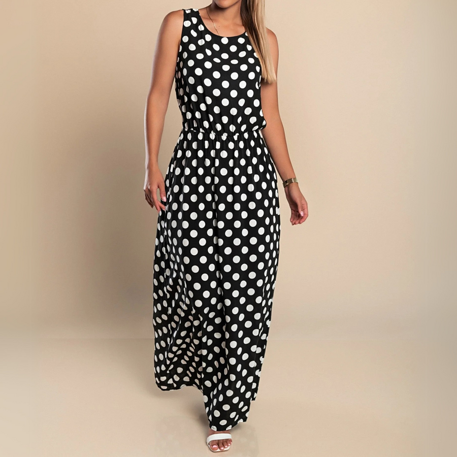 Catriona | Lightweight Polka Dot Maxi Dress view 7