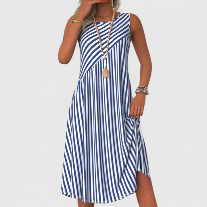 Women's Lightweight Striped Dress | Elegant Sleeveless Casual Wear 0