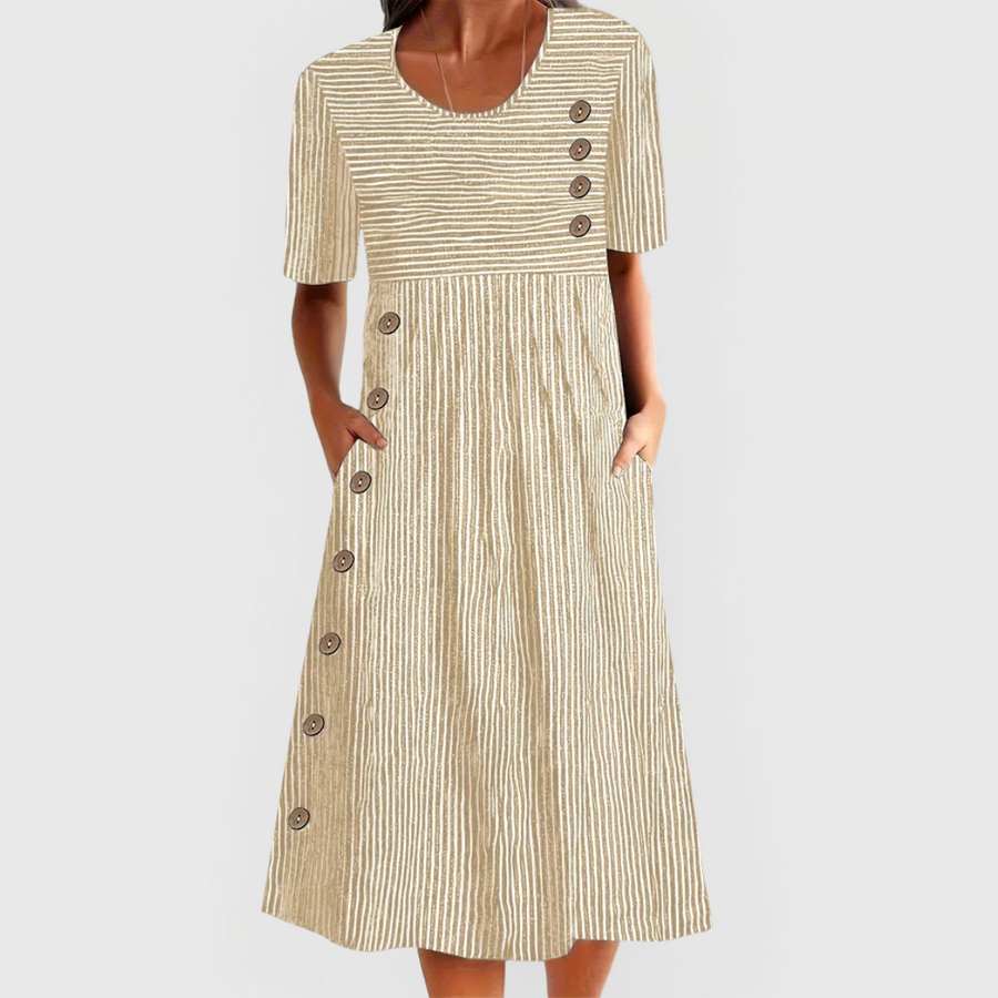 Yasmine | Striped Casual Midi Dress view 3