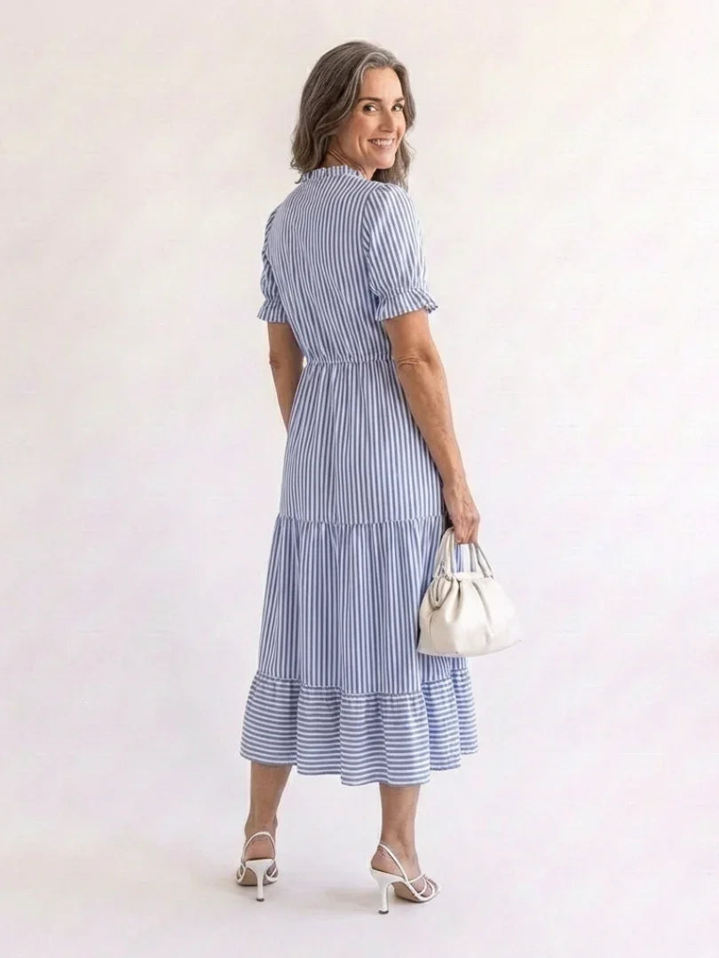 Clementine | Striped Tiered Midi Dress view 3