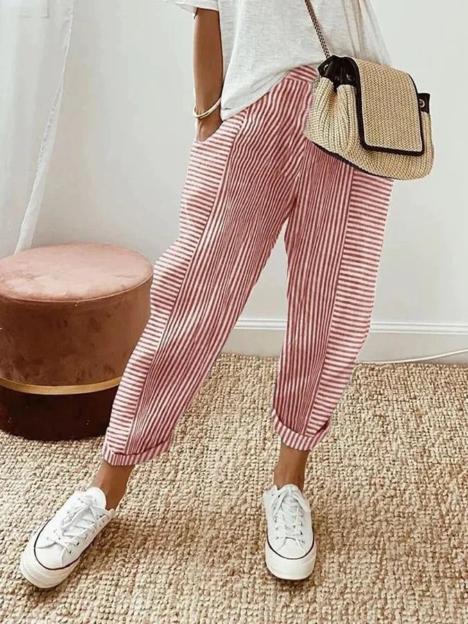 Renee | Women's Lightweight Striped Pants view 2