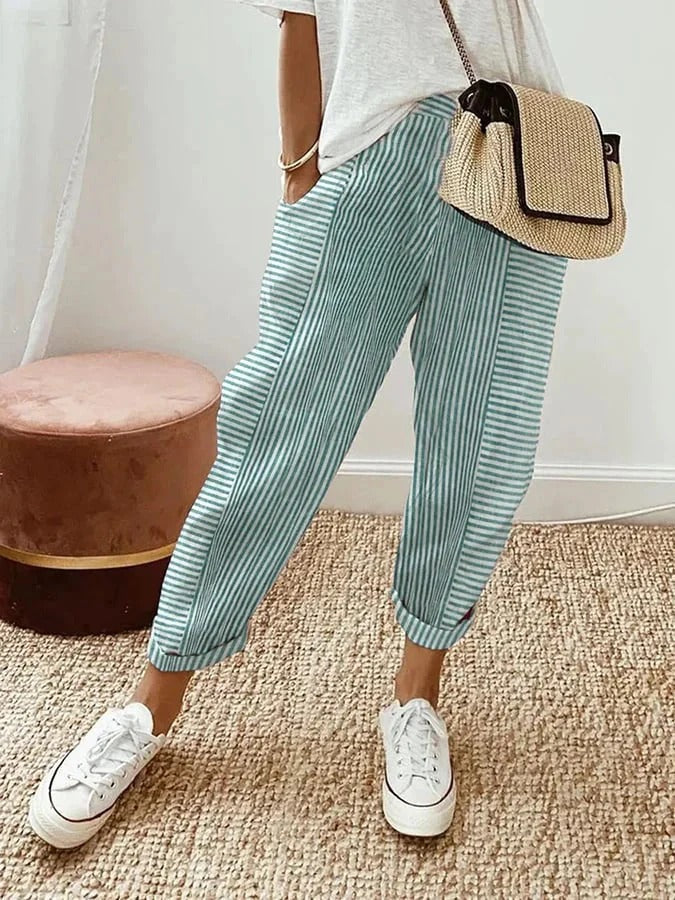 Renee | Women's Lightweight Striped Pants view 3