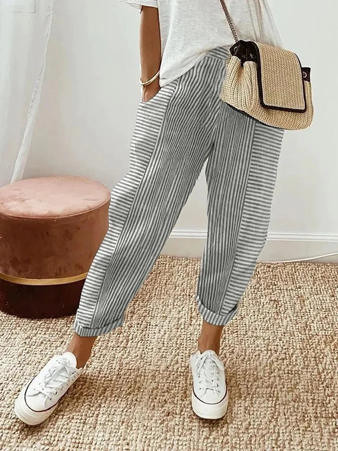 Renee | Women's Lightweight Striped Pants view 4