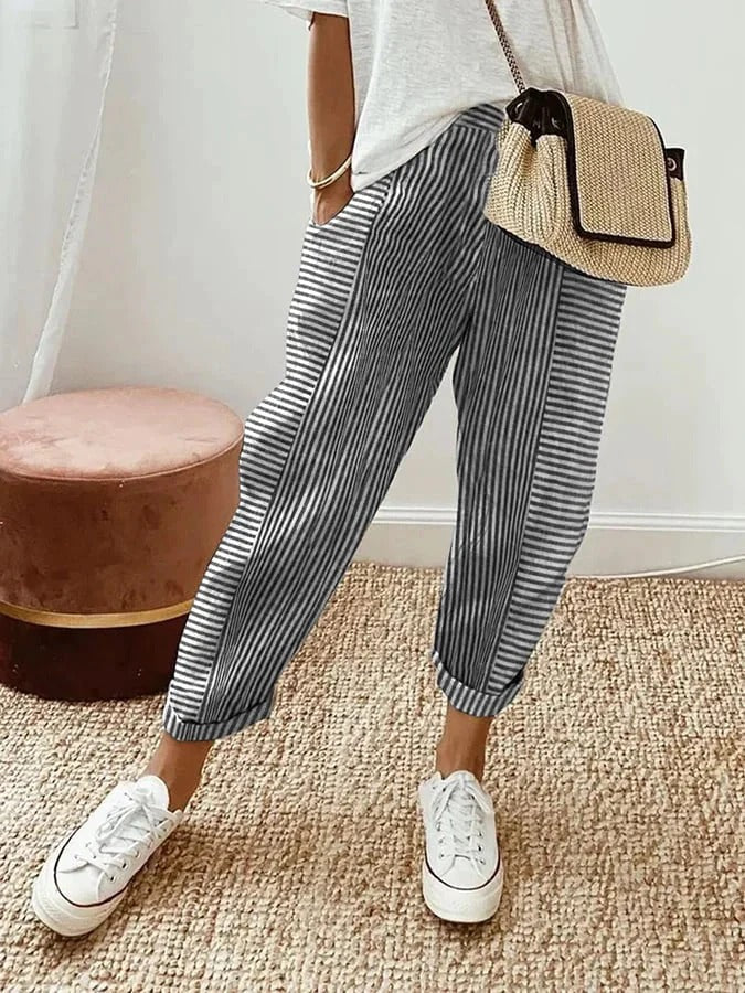 Renee | Women's Lightweight Striped Pants view 5