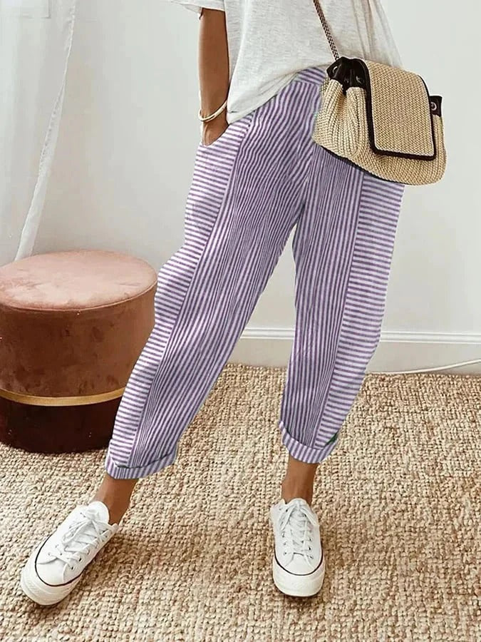Renee | Women's Lightweight Striped Pants view 6