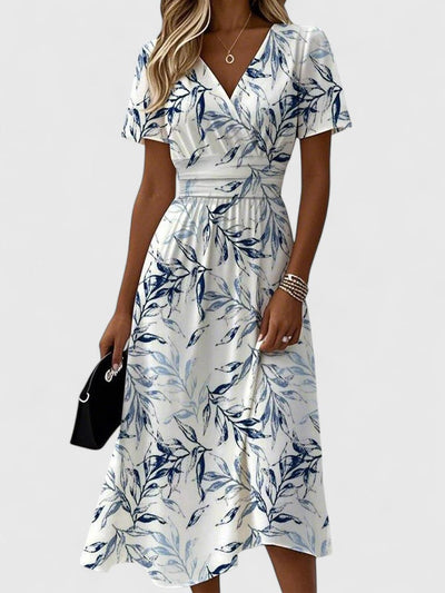 Sunio | Women's Lightweight V-Neck Summer Dress | Elegant Flattering Flared Dress