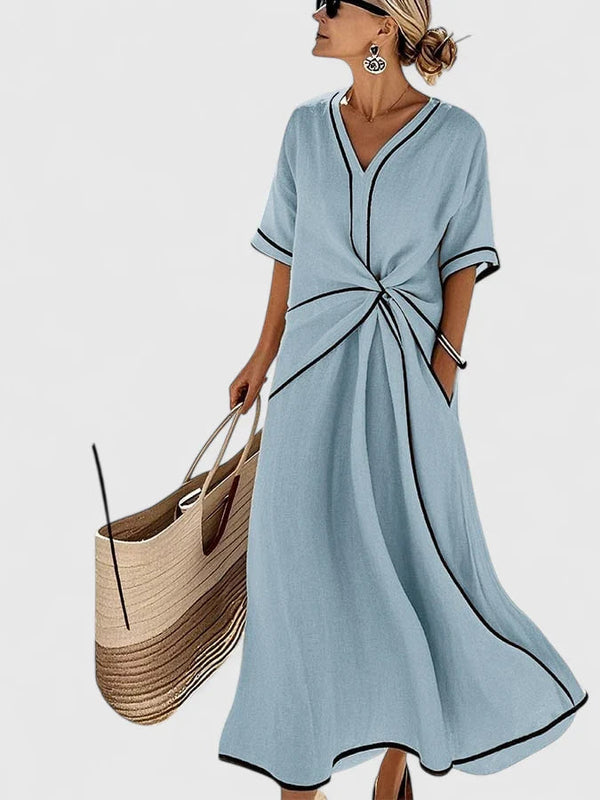 Yuliia | Women's Lightweight Vertical Striped Maxi Dress | Elegant Summer Casual Wear