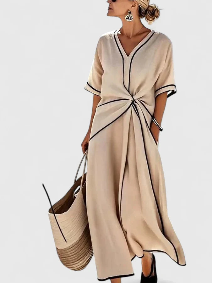 Yuliia | Women's Lightweight Vertical Striped Maxi Dress | Elegant Summer Casual Wear view 2