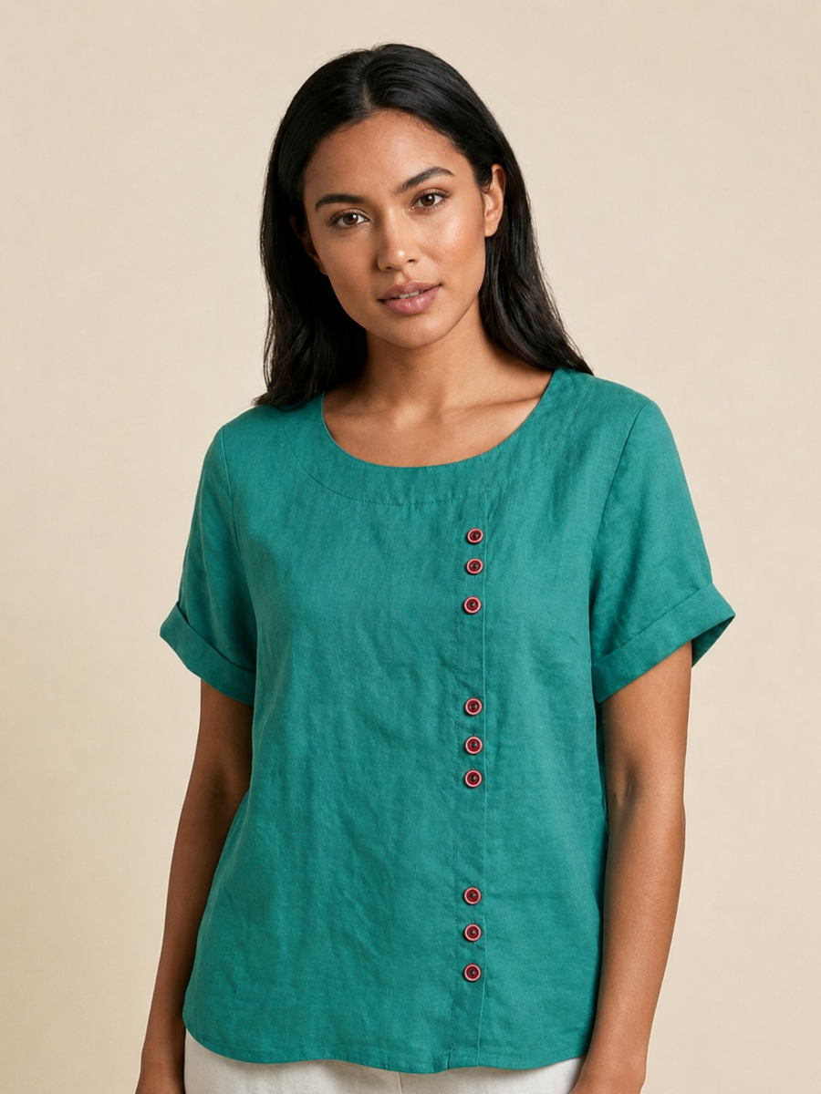 Celeste |  Linen Blend Casual Top view 11