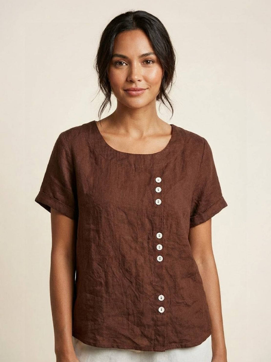 Celeste |  Linen Blend Casual Top view 3
