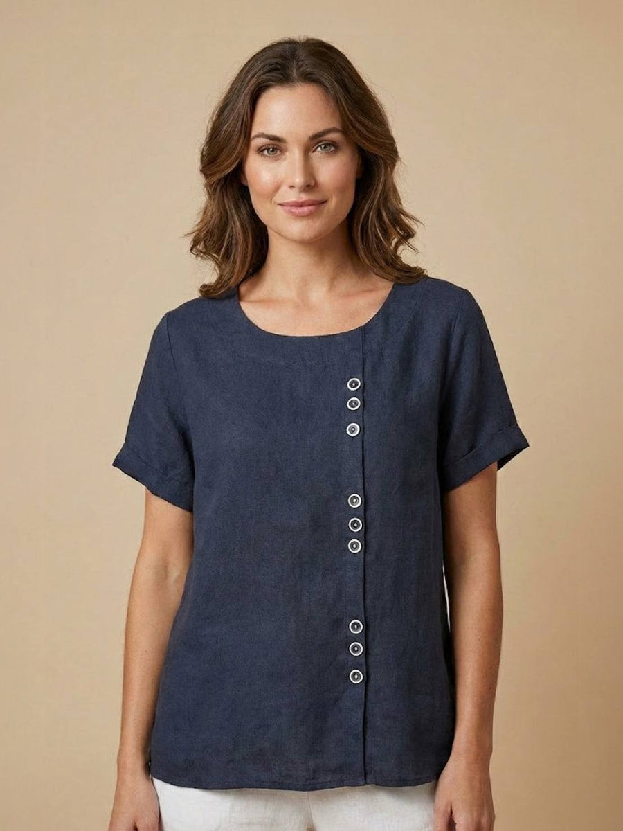Celeste |  Linen Blend Casual Top view 4