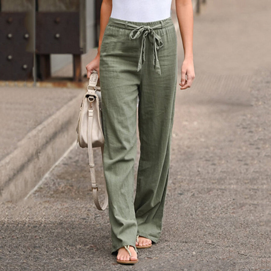 Savannah | Women's Linen Look Wide Leg Pants view 2