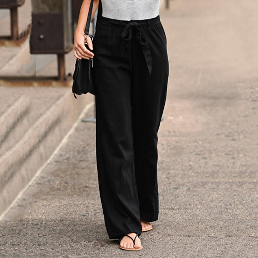 Savannah | Women's Linen Look Wide Leg Pants view 3
