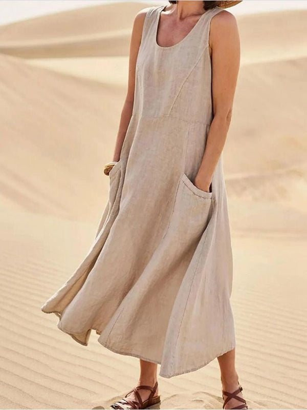 Delia | Women's Linen Maxi Dress