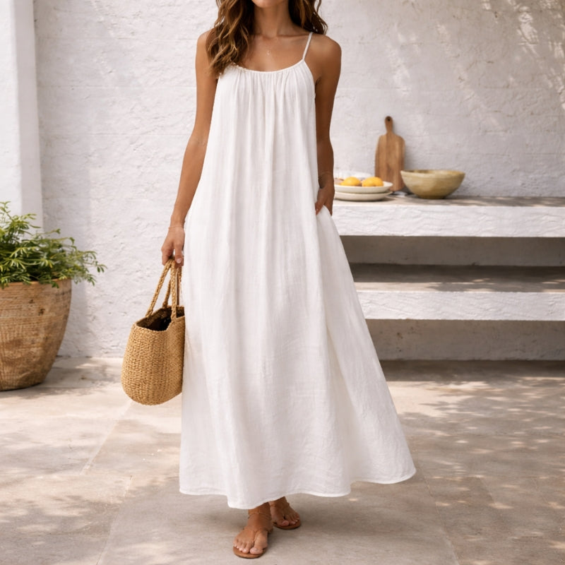 Nicole | Women's Linen Maxi Dress view 2