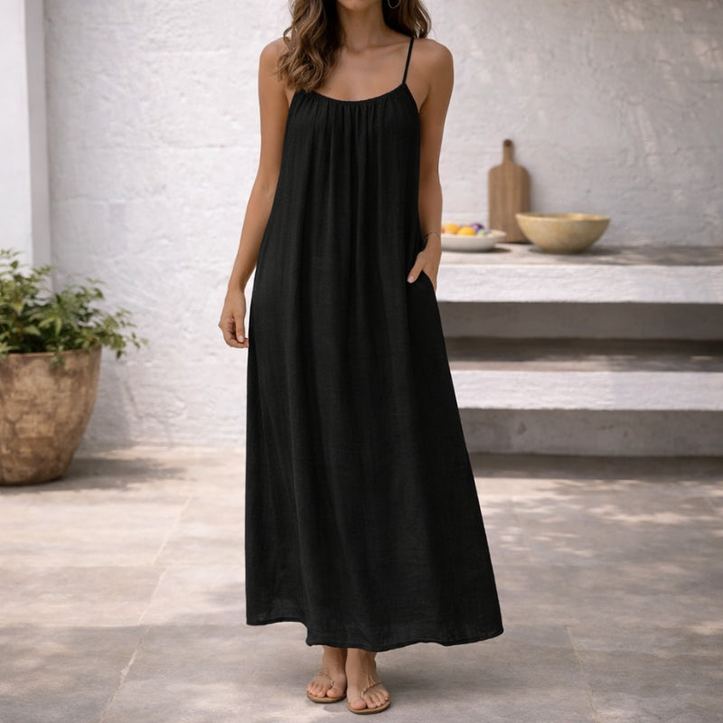 Nicole | Women's Linen Maxi Dress view 3