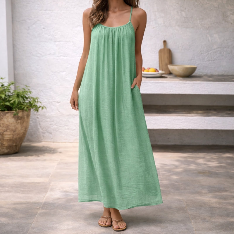 Nicole | Women's Linen Maxi Dress view 4