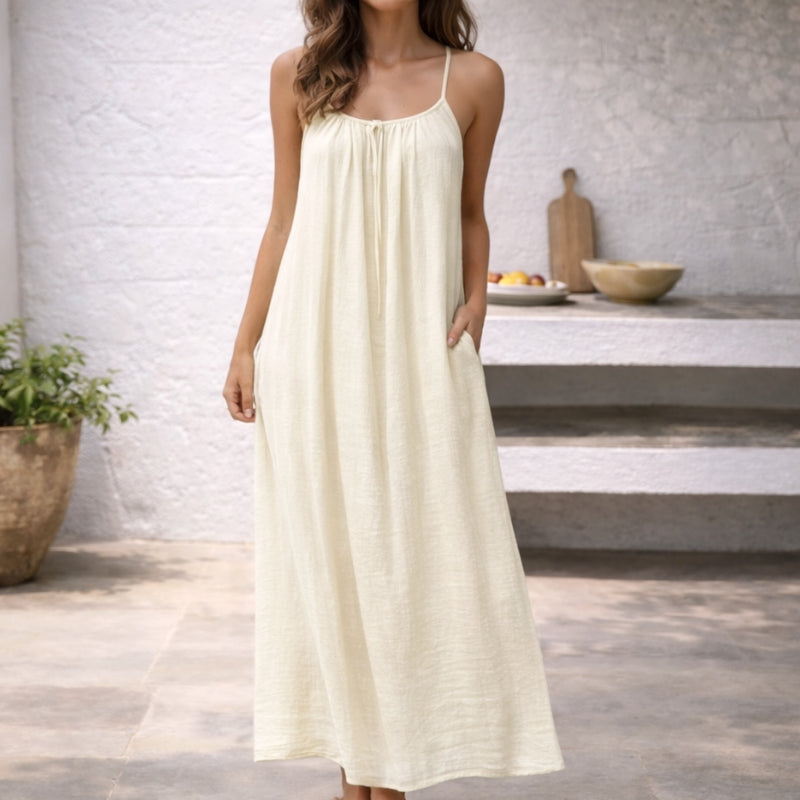 Nicole | Women's Linen Maxi Dress view 6