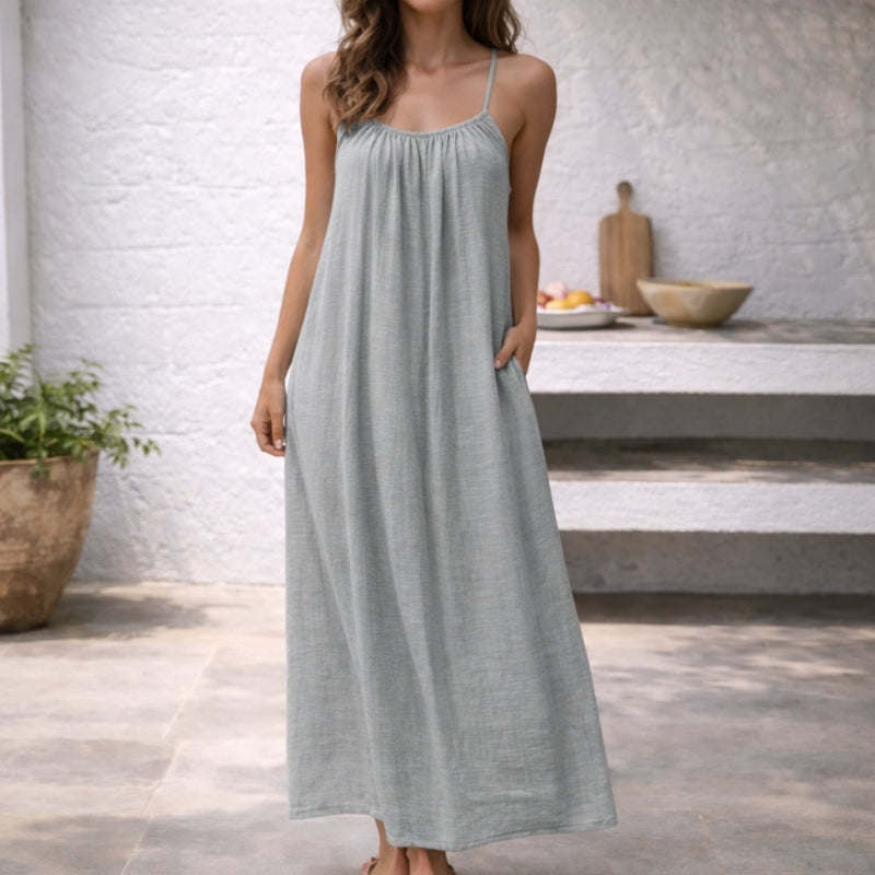 Nicole | Women's Linen Maxi Dress view 7