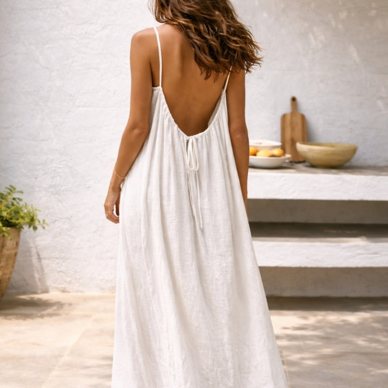 Nicole | Women's Linen Maxi Dress view 9