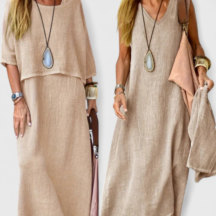 Bethany | Women's Linen Two-Piece Maxi Dress Set view 2