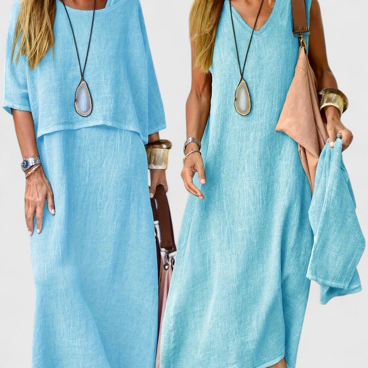 Bethany | Women's Linen Two-Piece Maxi Dress Set view 3