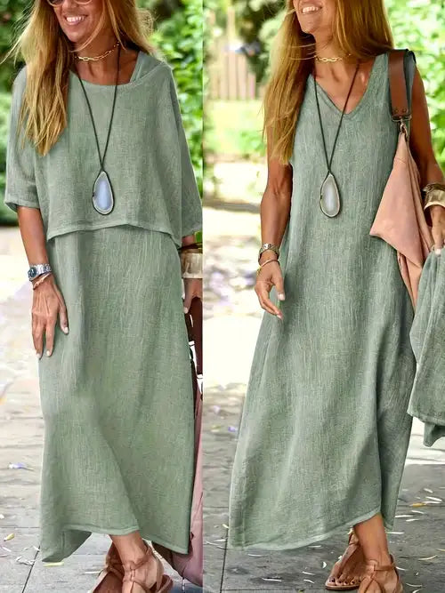Bethany | Women's Linen Two-Piece Maxi Dress Set view 4