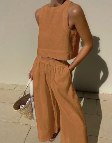 Sabine | Linen Crop Top Two-Piece Set view 5