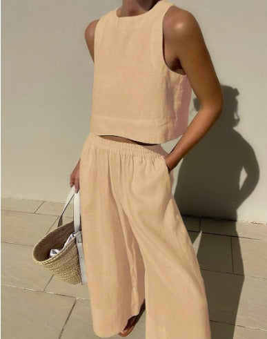 Sabine | Linen Crop Top Two-Piece Set view 6