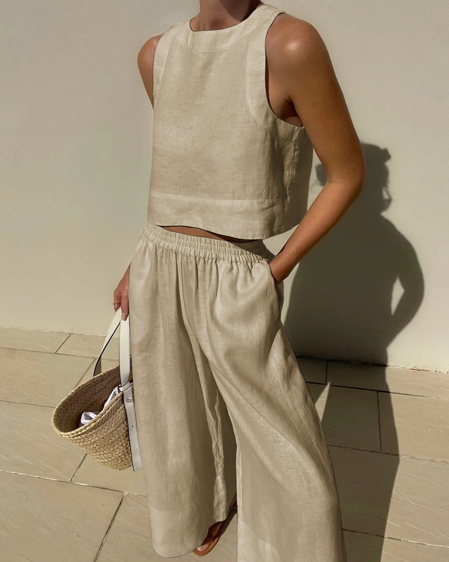 Sabine | Linen Crop Top Two-Piece Set view 8