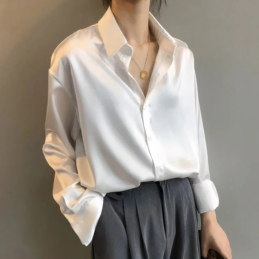 Madeline |  Luminous Satin Blouse view 2