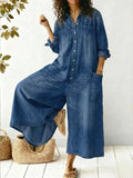 Julia | Medium Wash Cotton Jumpsuit