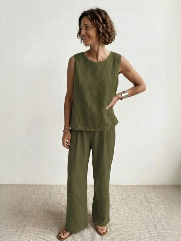 Callie | Sleeveless Tank Top and Wide-Leg Pants Set