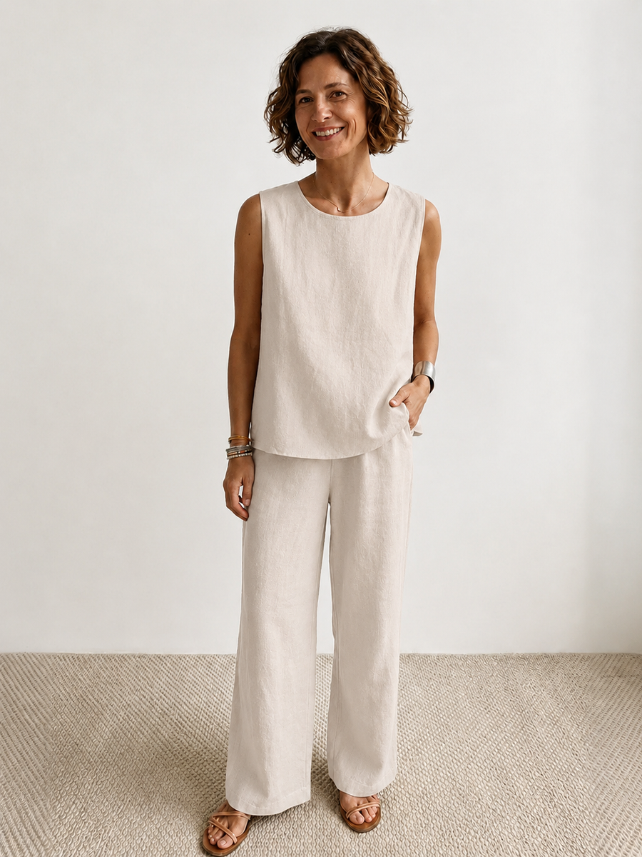Callie | Sleeveless Tank Top and Wide-Leg Pants Set view 2