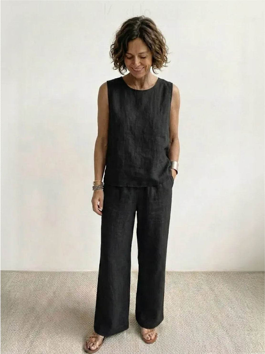 Callie | Sleeveless Tank Top and Wide-Leg Pants Set view 3