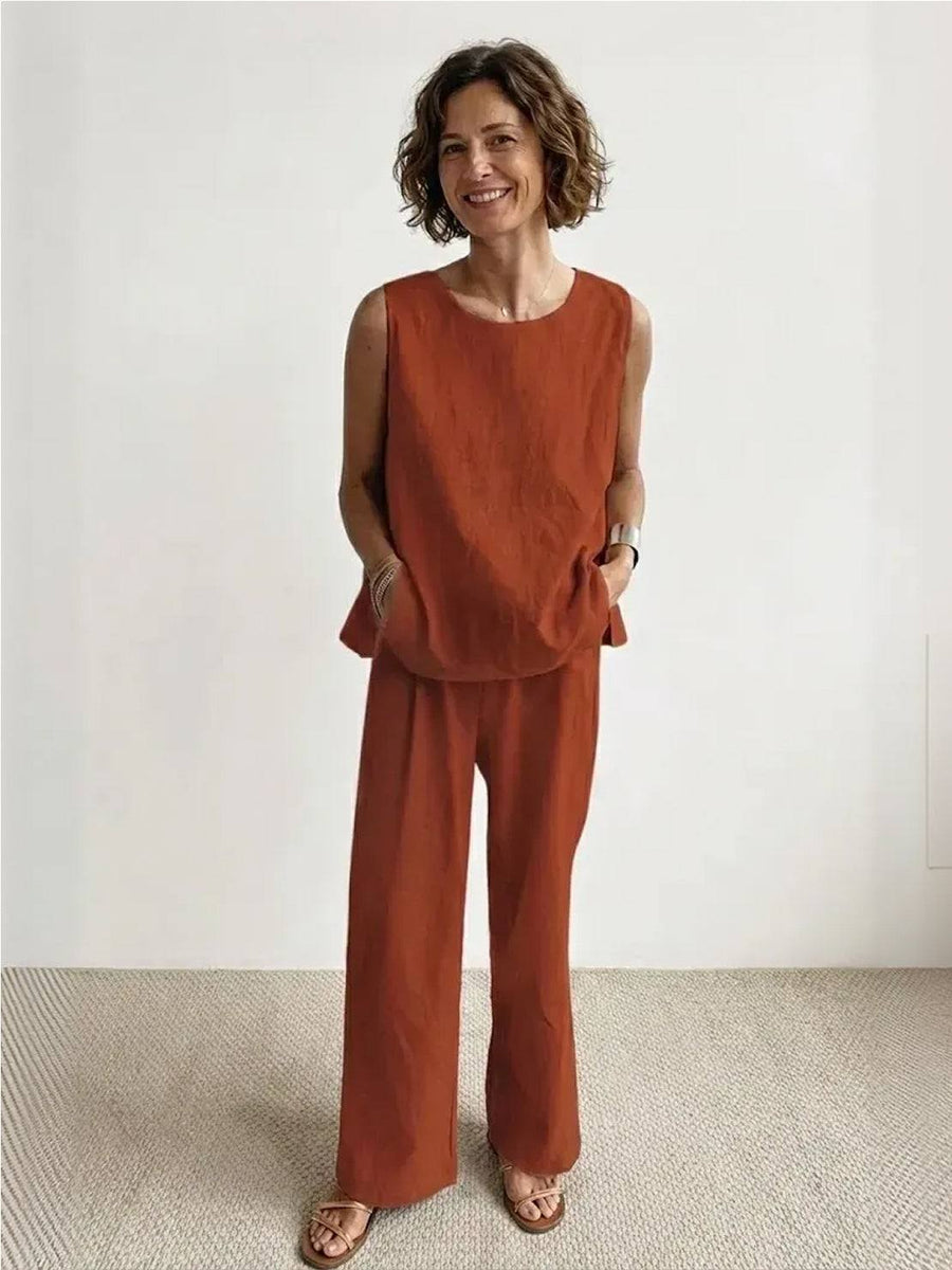 Callie | Sleeveless Tank Top and Wide-Leg Pants Set view 4
