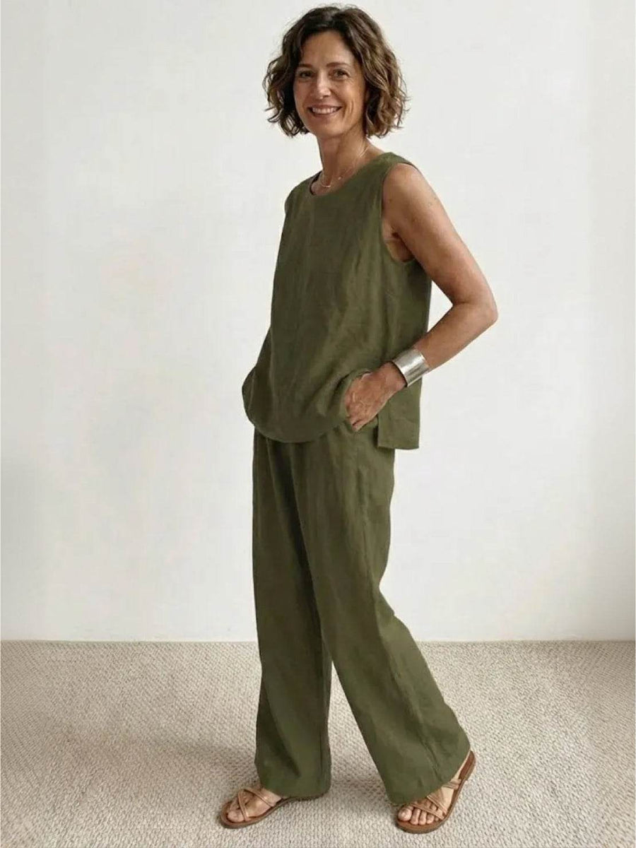 Callie | Sleeveless Tank Top and Wide-Leg Pants Set view 7