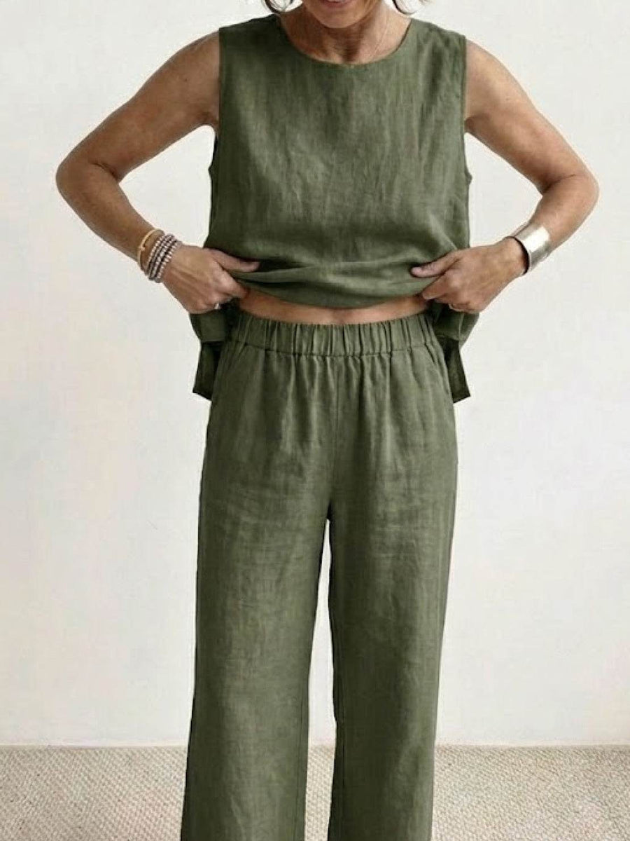 Callie | Sleeveless Tank Top and Wide-Leg Pants Set view 8