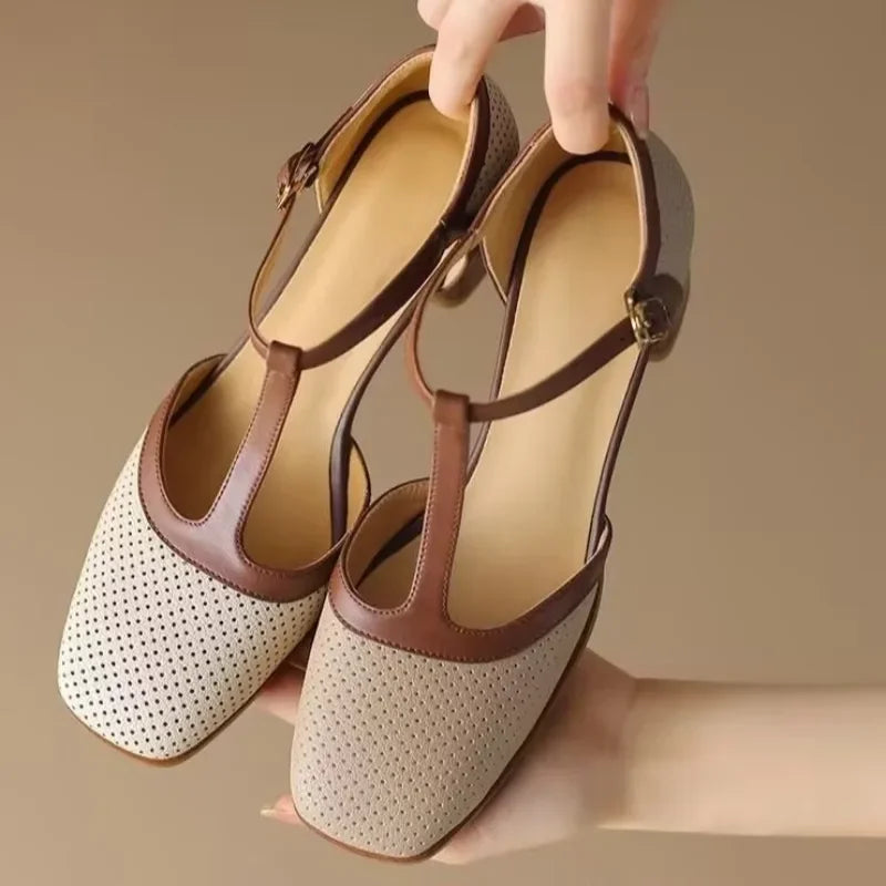 Adeline | Orthopedic T-Strap Block Heel Pumps view 2