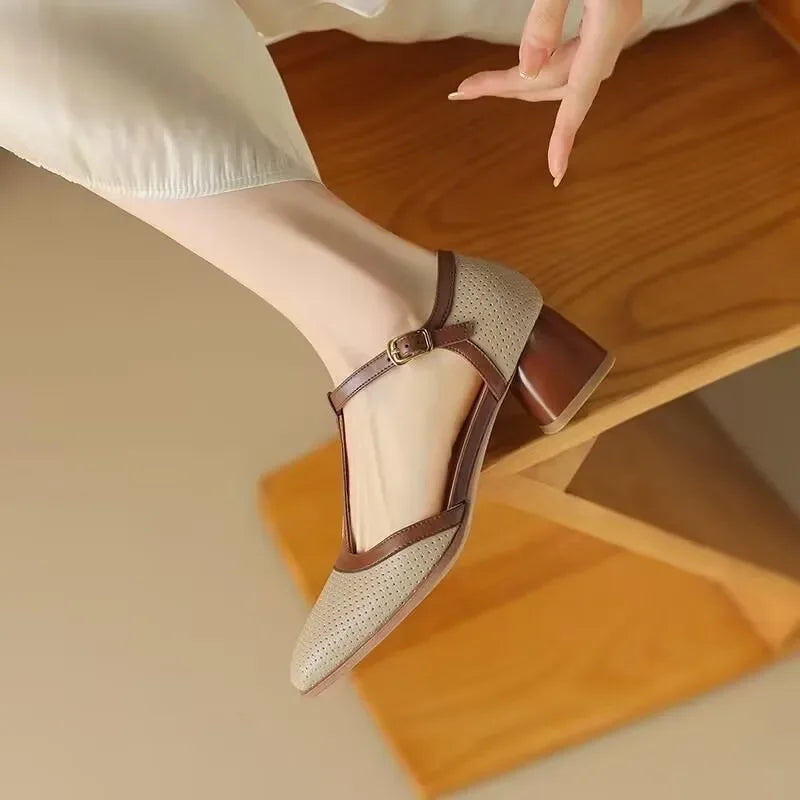 Adeline | Orthopedic T-Strap Block Heel Pumps view 4