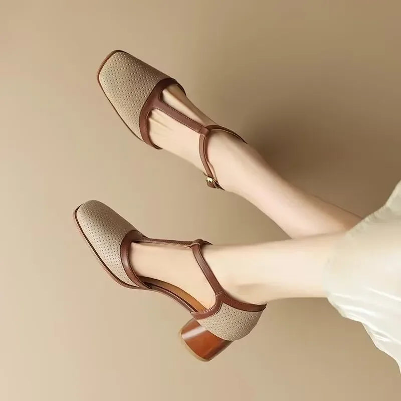 Adeline | Orthopedic T-Strap Block Heel Pumps view 5