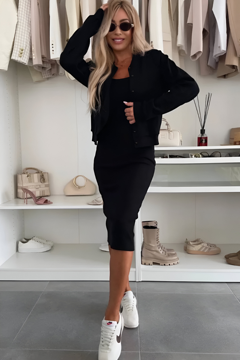 Abigail | Women's Ribbed Midi Dress and Cardigan Set view 6