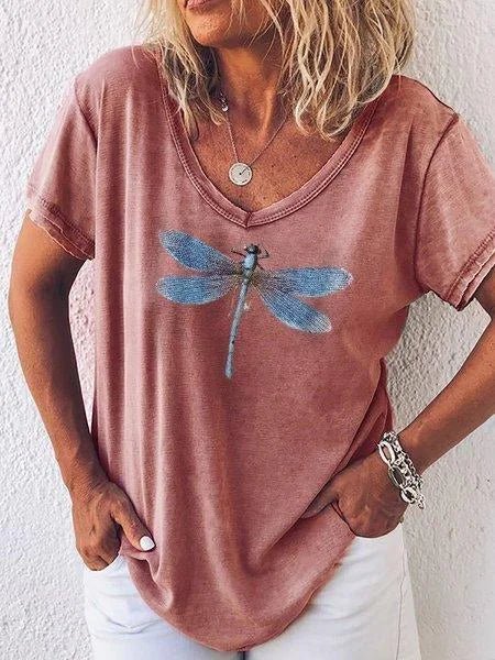 Esther | Soft Cotton Dragonfly Print Tee