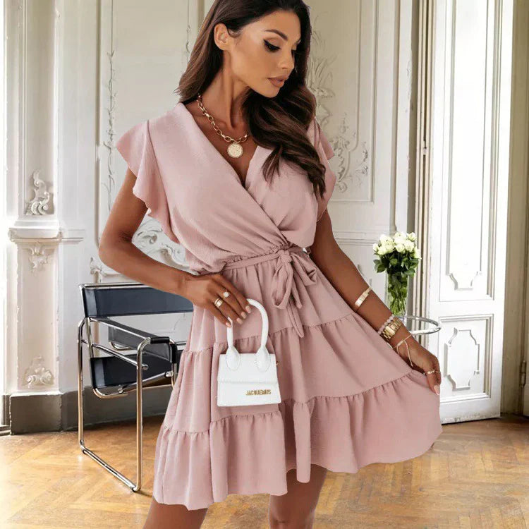 Madeline | Women's Soft Fabric Wrap Mini Dress view 4