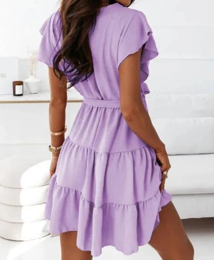 Madeline | Women's Soft Fabric Wrap Mini Dress view 6