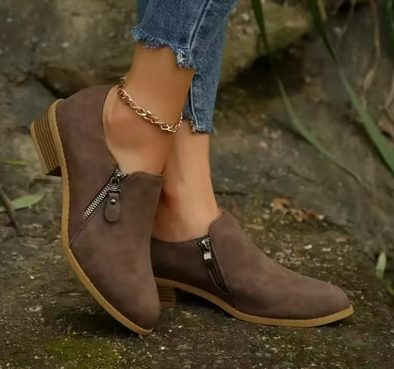 Morvenna | Zip-Up Faux Suede Boots view 5